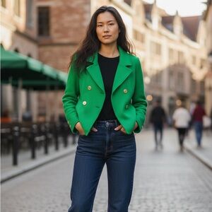 525 America Green Knit Sweater Blazer size Medium